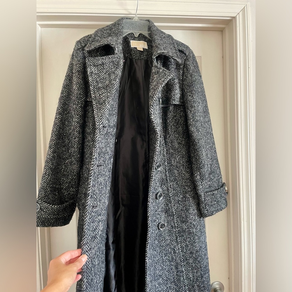 MICHAEL by Michael Kors Herringbone Double Breasted Trench Coat - Picture 8 of 10